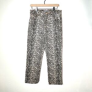 Just USA tan and black leopard print straight leg jeans size 8 B175